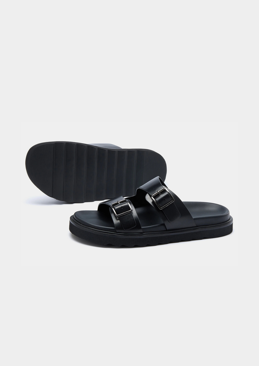 DOUBLE BUCKLE RESORT SANDAL - Black