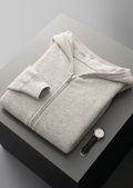PURE EXTRA-FINE MERINO WOOL RIBBED ZIP HOODIE