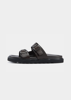 DOUBLE BUCKLE RESORT SANDAL - Dark Brown