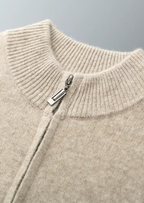 PURE EXTRA-FINE MERINO WOOL ZIPPER CARDIGAN