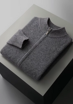 PURE EXTRA-FINE MERINO WOOL ZIPPER CARDIGAN