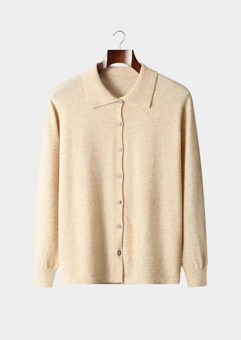 PURE EXTRA-FINE MERINO WOOL POLO CARDIGAN