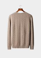PURE EXTRA-FINE MERINO WOOL CABLE CREWNECK