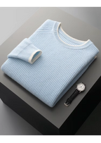 PURE EXTRA-FINE MERINO WOOL TWO TONE CREWNECK