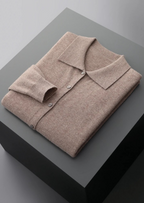 PURE EXTRA-FINE MERINO WOOL POLO CARDIGAN