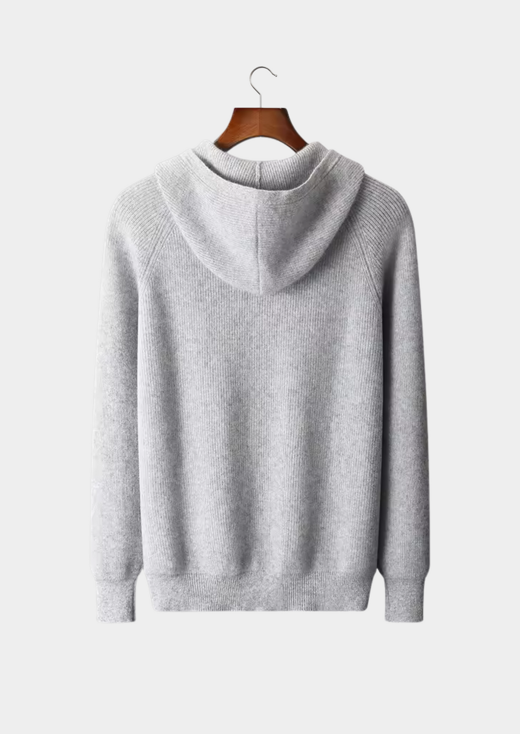 PURE EXTRA-FINE MERINO WOOL RIBBED ZIP HOODIE