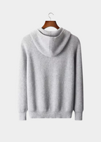 PURE EXTRA-FINE MERINO WOOL RIBBED ZIP HOODIE