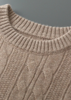 PURE EXTRA-FINE MERINO WOOL CABLE CREWNECK