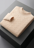 PURE EXTRA-FINE MERINO WOOL JACQUARD MOCKNECK