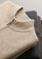 PURE EXTRA-FINE MERINO WOOL ZIPPER CARDIGAN