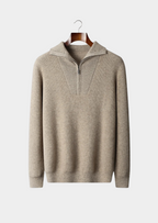 PREMIUM CASHMERE RIBBED HALF-ZIP SWEATER