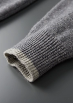 PURE EXTRA-FINE MERINO WOOL TWO-TONE ZIP CARDIGAN