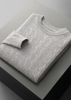 PURE EXTRA-FINE MERINO WOOL CABLE CREWNECK