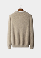 PREMIUM CASHMERE RIBBED HALF-ZIP SWEATER