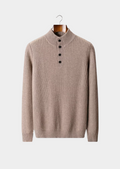 PURE EXTRA-FINE MERINO WOOL RIBBED HENLEY SWEATER