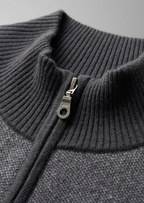 PREMIUM CASHMERE JACQUARD ZIP CARDIGAN
