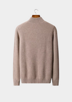 PURE EXTRA-FINE MERINO WOOL RIBBED HENLEY SWEATER