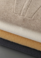 PREMIUM CASHMERE RIBBED HALF-ZIP SWEATER