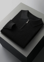 PURE EXTRA-FINE MERINO WOOL HALF ZIP POLO