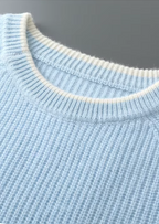 PURE EXTRA-FINE MERINO WOOL TWO TONE CREWNECK
