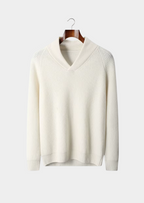 PREMIUM CASHMERE RIBBED V-NECK SWEATER