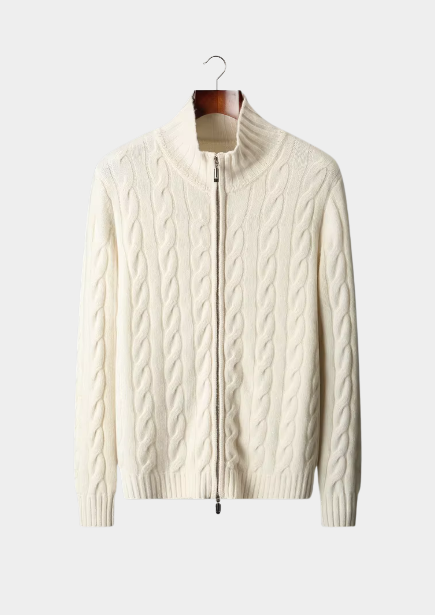 PURE EXTRA-FINE MERINO WOOL DUAL-ZIP CABLE CARDIGAN
