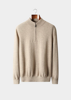 PURE EXTRA-FINE MERINO WOOL HALF ZIP SWEATER