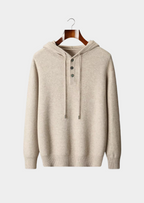 PURE EXTRA-FINE MERINO WOOL BUTTON HOODIE