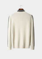 PURE EXTRA-FINE MERINO WOOL TWO TONE ZIP CARDIGAN