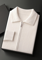 PREMIUM CASHMERE ZIP POLO CARDIGAN