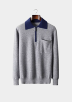 PREMIUM CASHMERE TWO TONE ZIPPER POLO