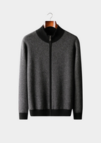 PREMIUM CASHMERE JACQUARD ZIP CARDIGAN