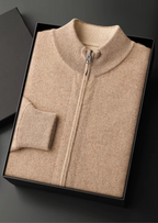 PURE EXTRA-FINE MERINO WOOL ZIP CARDIGAN