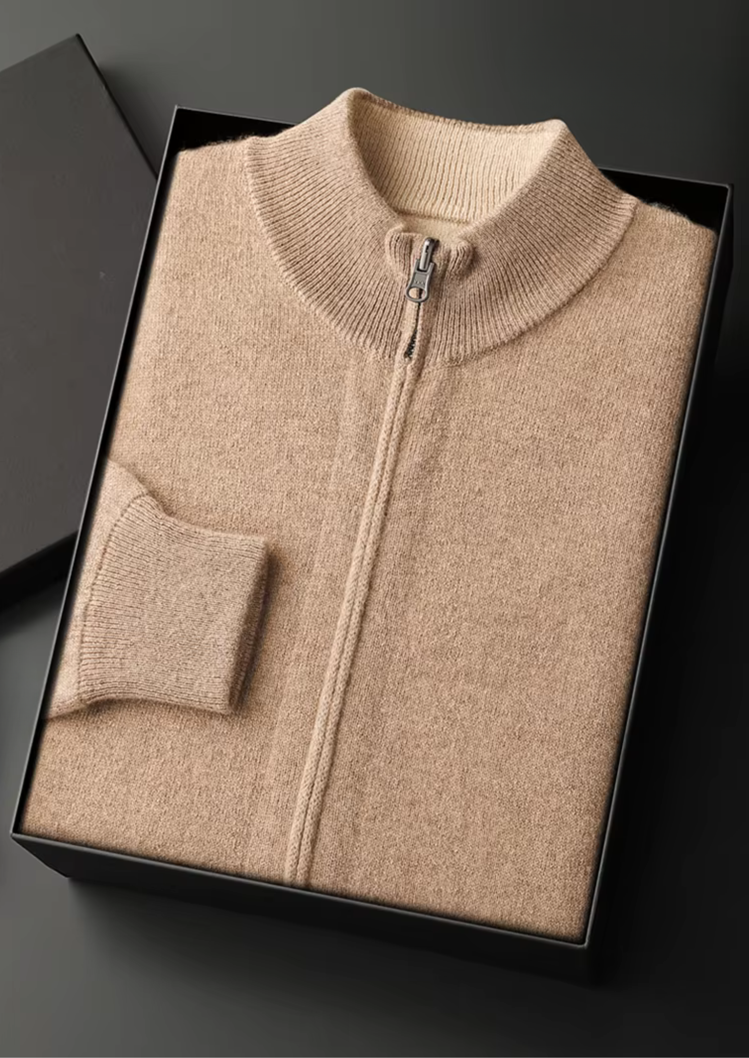 PURE EXTRA-FINE MERINO WOOL ZIP CARDIGAN