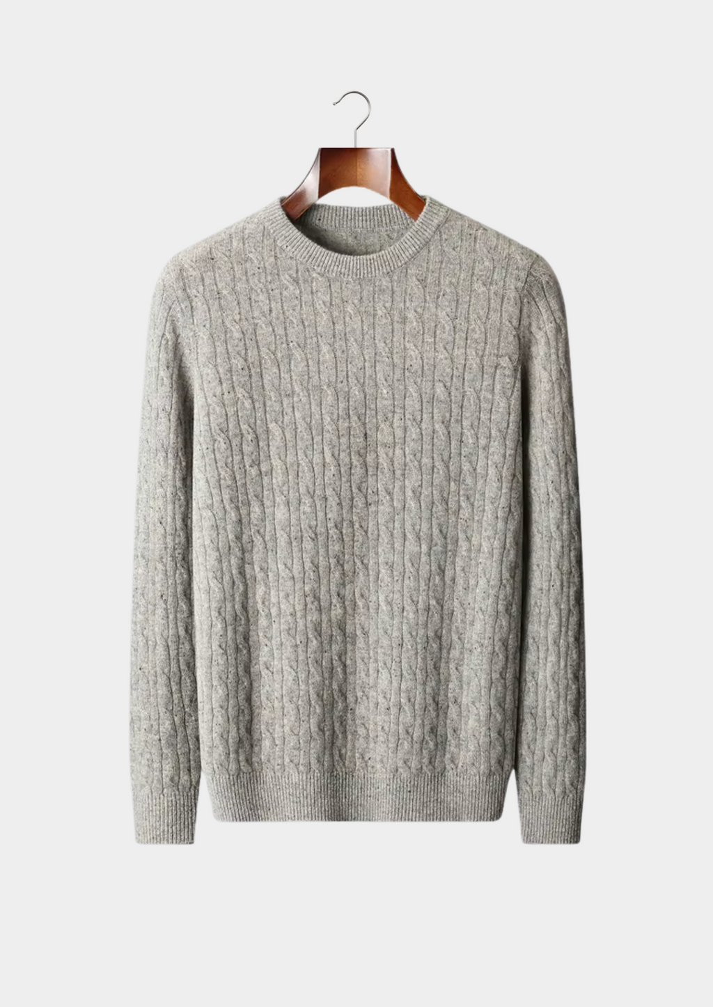 PURE EXTRA-FINE MERINO WOOL NEPPED CABLE CREWNECK