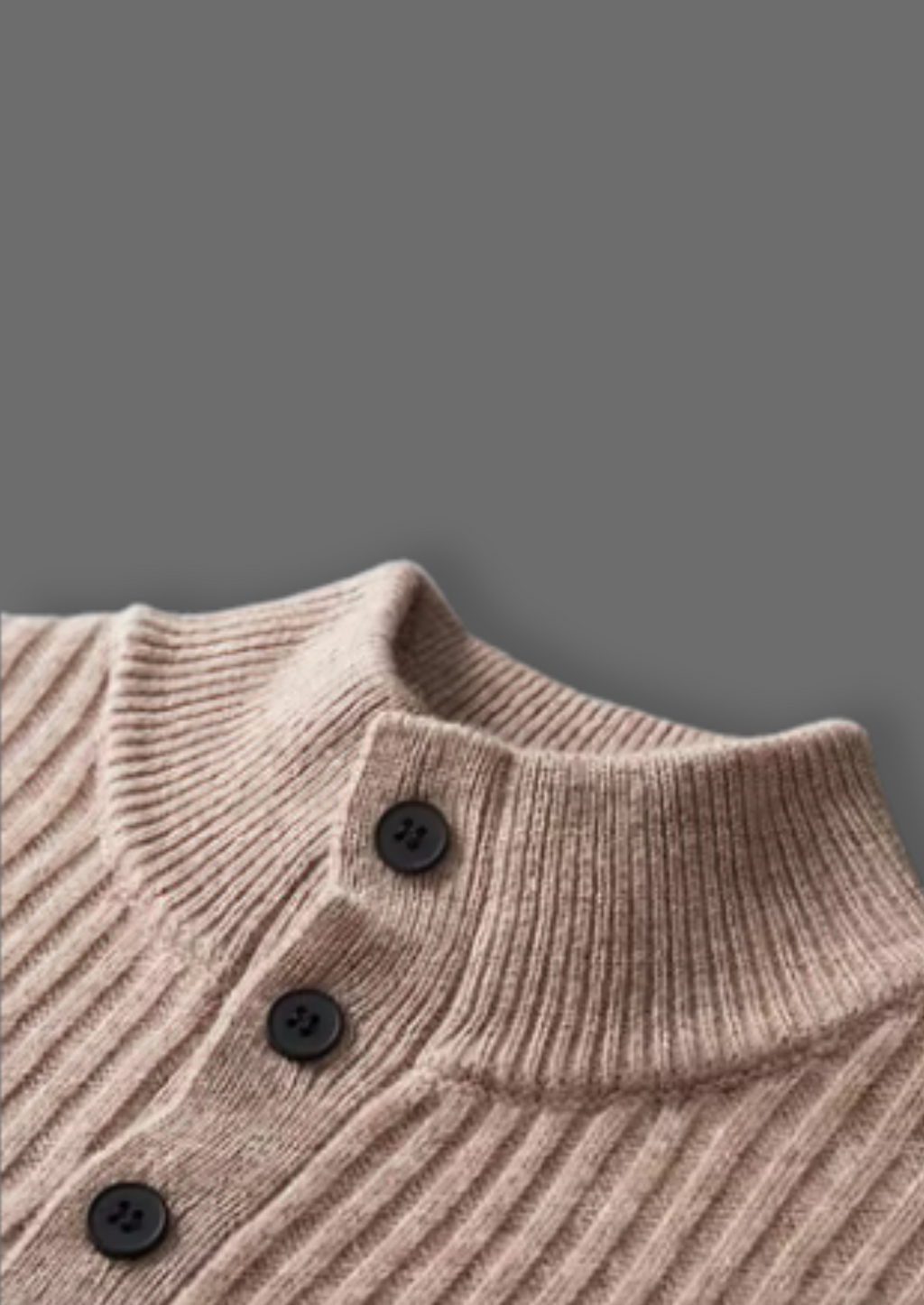PURE EXTRA-FINE MERINO WOOL RIBBED HENLEY SWEATER