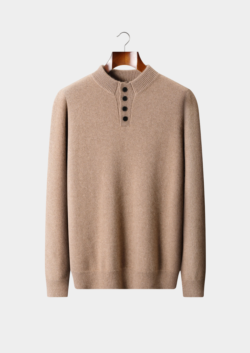 PURE CASHMERE BEIGE BUTTON SWEATER