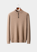 PURE CASHMERE BEIGE BUTTON SWEATER
