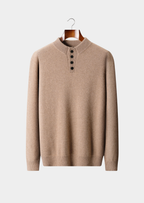 PURE CASHMERE BEIGE BUTTON SWEATER
