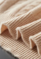 PURE EXTRA-FINE MERINO WOOL CABLE KNIT HENLEY SWEATER
