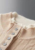 PURE EXTRA-FINE MERINO WOOL CABLE KNIT HENLEY SWEATER