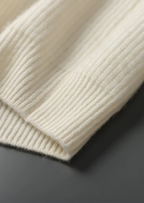 PREMIUM CASHMERE RIBBED V-NECK SWEATER