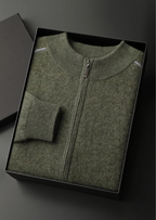 PREMIUM CASHMERE TWO TONE ZIP CARDIGAN