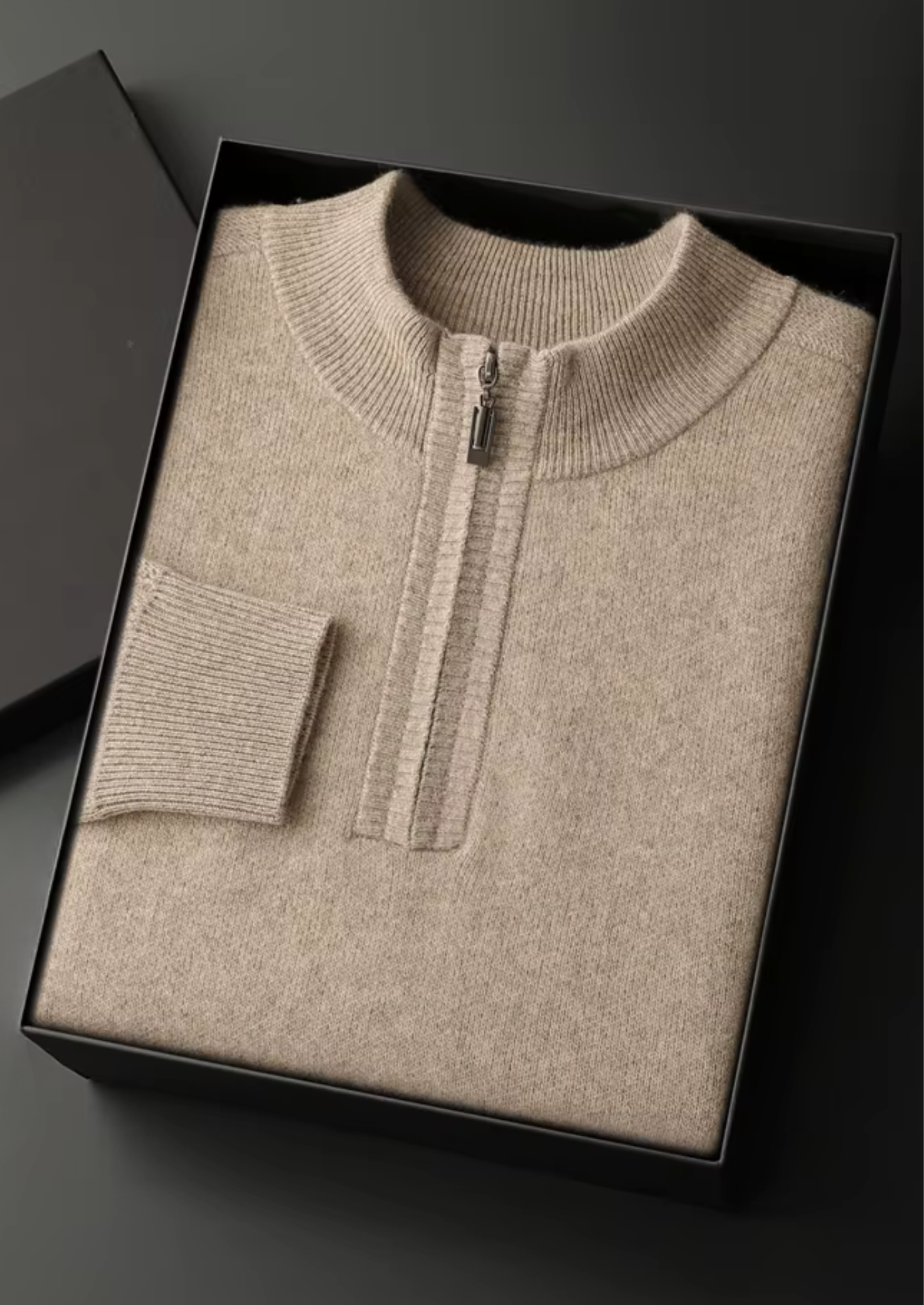 PREMIUM CASHMERE ESSENTIAL HALF-ZIP SWEATER