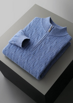 PURE EXTRA-FINE MERINO WOOL CABLE HALF ZIP