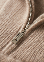 PURE CASHMERE CABLE HALF ZIP SWEATER