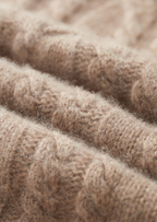 PURE CASHMERE CABLE HALF ZIP SWEATER