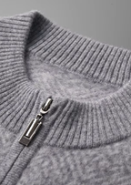 PREMIUM CASHMERE PATTERNED HALF-ZIP SWEATER