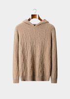 PURE CASHMERE CABLE KNIT HOODIE