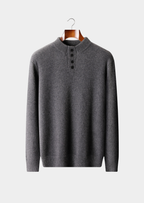 PURE CASHMERE DARK GRAY BUTTON SWEATER